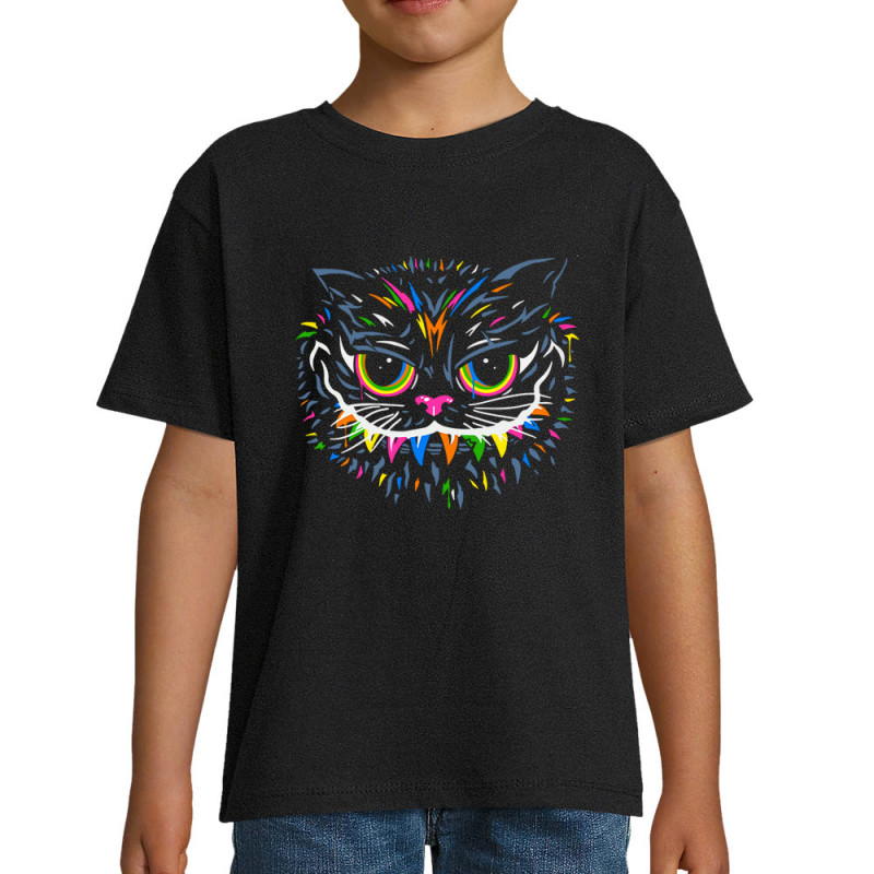 T-shirt enfant noir Chat du Cheshire (Zewa,Animaux,Films/Séries,Chats)