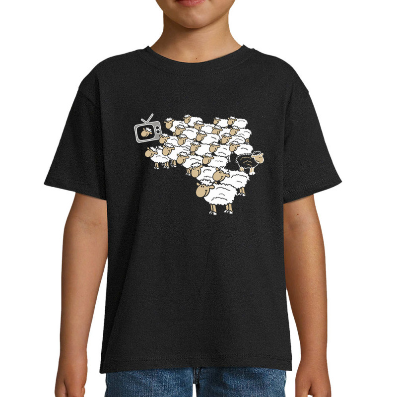 T-shirt enfant noir Moutons (Gondrax,Humour,Slogans engagés,Animaux)