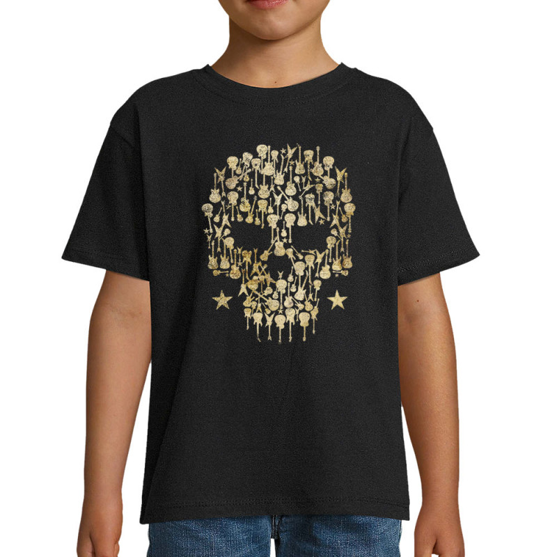 T-shirt enfant noir Skull Guitar (Gondrax,Têtes de morts,Rock & Punk)