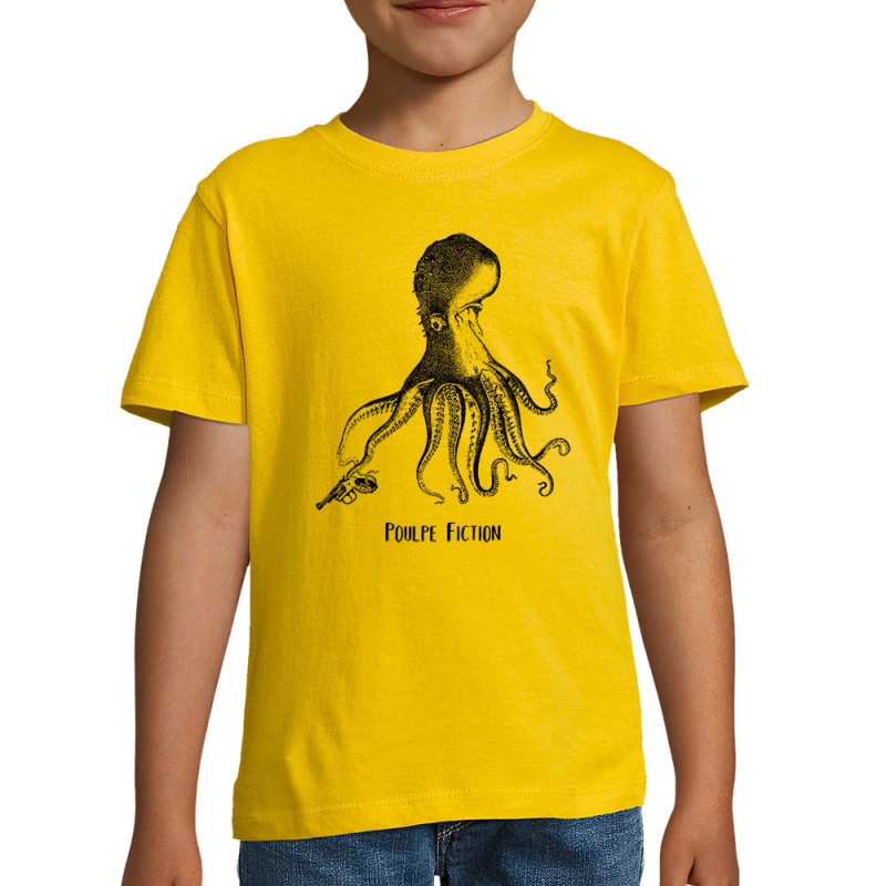 T-shirt enfant jaune Poulpe Fiction (Gondrax,Les Bébêtes,Animaux,Films/Séries)