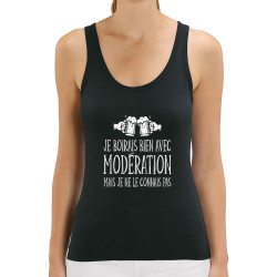 Débardeur femme coton bio noir Je boirais bien avec modération (Gondrax,Humour,Alcool)