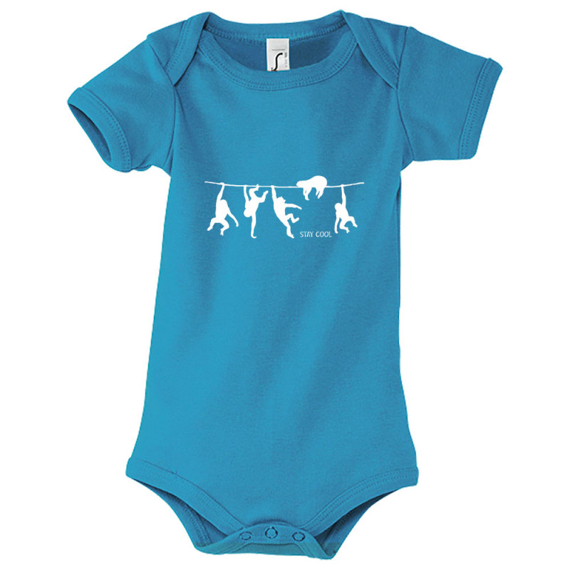 Body bébé bleu azur Stay Cool (Gondrax,Animaux,Stay,Paresse)