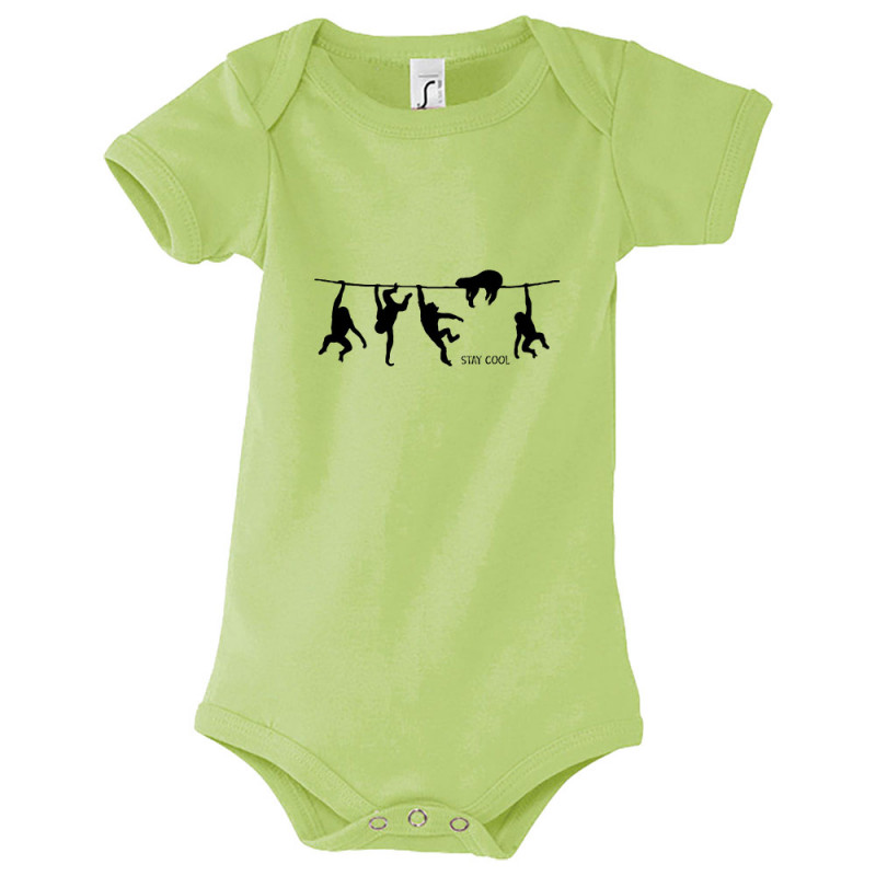 Body bébé vert pomme Stay Cool (Gondrax,Animaux,Stay,Paresse)