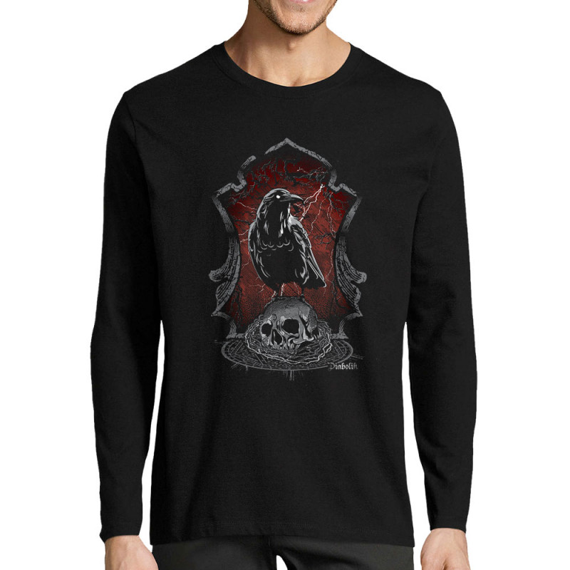 T-shirt homme manches longues noir Diabolik Evil Crow (Simon,Diabolik,Têtes de morts,Enfer)