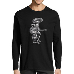 T-shirt homme manches longues noir Santa Muerte - El Guitarrista (Santa Muerte,Têtes de morts,Rock & Punk)
