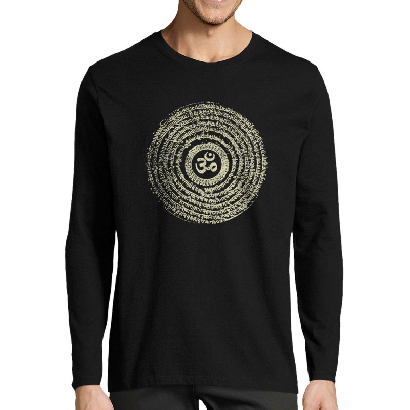 T-shirt homme manches longues noir Ohm Spiral (Ethnique,teufeur)