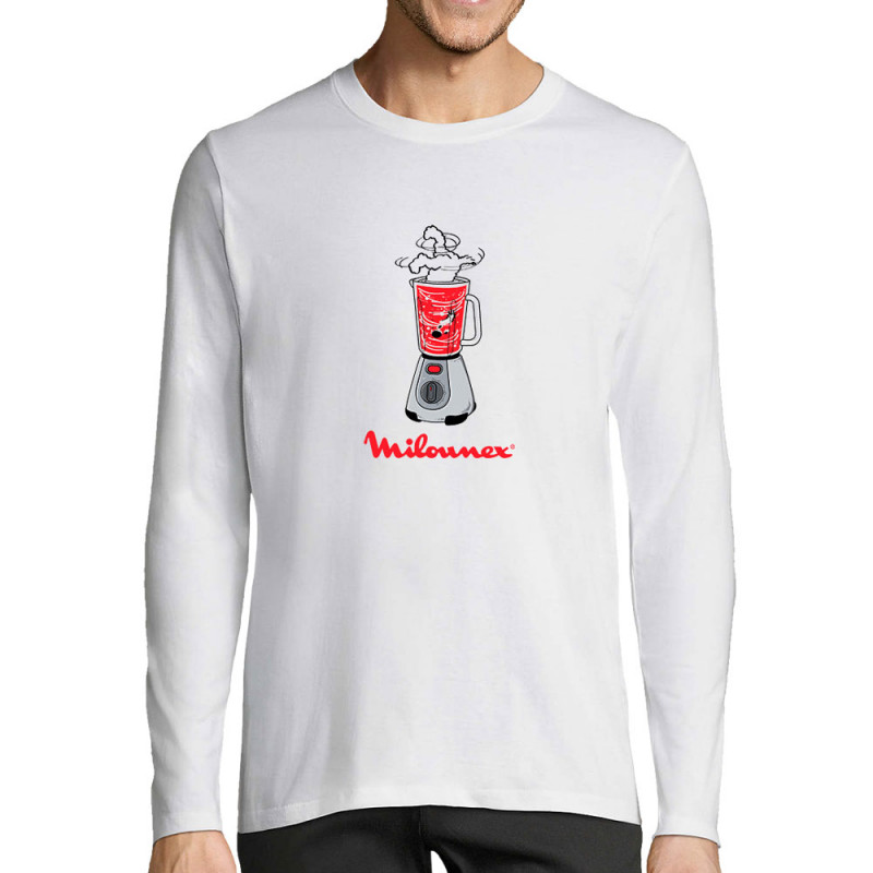 T-shirt homme manches longues blanc Milounex (Mattdez,Humour,Fruits & Légumes)