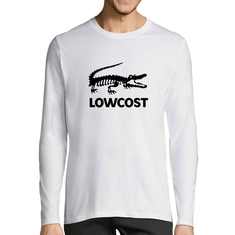 T-shirt homme manches longues blanc Lowcost (Mattdez,Humour)