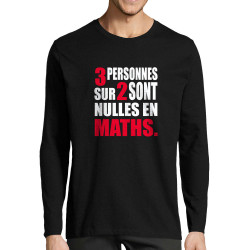 T-shirt homme manches longues noir 3 personnes sur 2 (Franck,Humour,Slogans Débiles,Des chiffres et des lettres,Devoirs de vacan