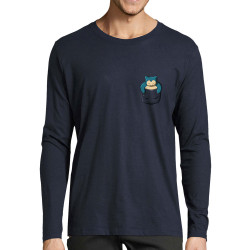 T-shirt homme manches longues bleu marine Ronflex Pocket (Le Duc,Jeux Vidéo / Geek,Manga Kawaï japan)