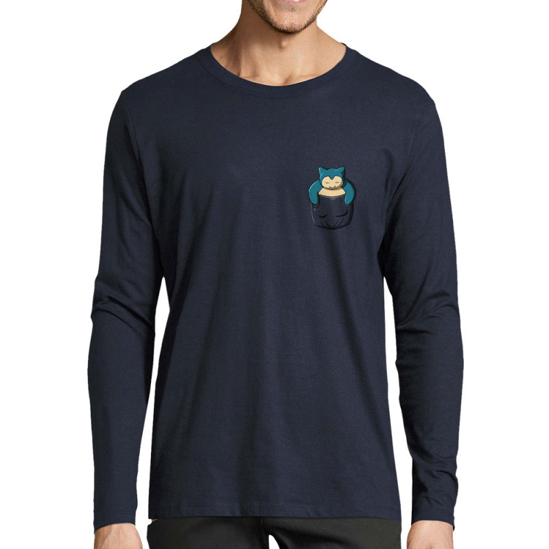 T-shirt homme manches longues bleu marine Ronflex Pocket (Le Duc,Jeux Vidéo / Geek,Manga Kawaï japan)