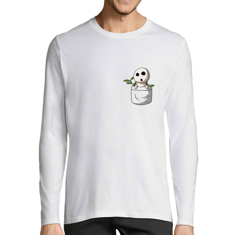 T-shirt homme manches longues blanc Kondamas Pocket (Le Duc,Films/Séries,Manga Kawaï japan)