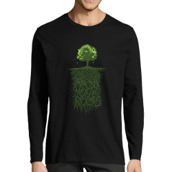 T-shirt homme manches longues noir Know Your Roots (Ecologie,Ethnique)