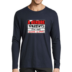 T-shirt homme manches longues bleu marine A vendre parents (Gondrax,Humour)