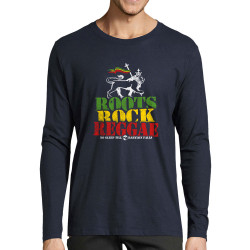 T-shirt homme manches longues bleu marine Roots Rock Reggae (Gondrax,Reggae)