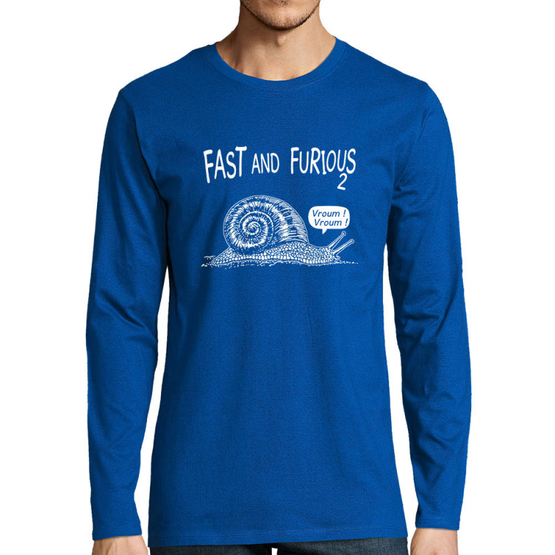 T-shirt homme manches longues bleu royal Fast and Furious 2 (Gondrax,Animaux,Humour,Les Bébêtes)