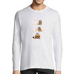 T-shirt homme manches longues blanc Fusion (Pandaluna,Animaux,Humour,Manga Kawaï japan)
