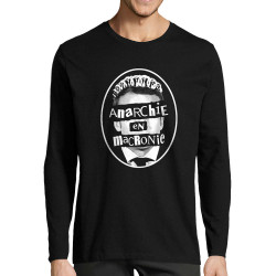 T-shirt homme manches longues noir Anarchie en Macronie (Gondrax,Slogans engagés,Humour)