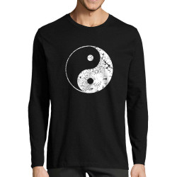 T-shirt homme manches longues noir Ying Yang (Ethnique)