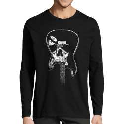 T-shirt homme manches longues noir Dead Guitar (Rock & Punk,Têtes de morts)