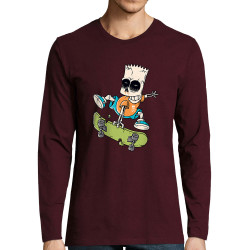 T-shirt homme manches longues bordeaux Simpskull Skate (Films/Séries,Skate)