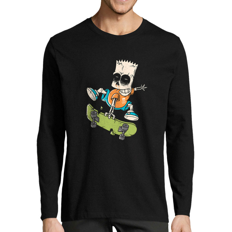T-shirt homme manches longues noir Simpskull Skate (Films/Séries,Skate)