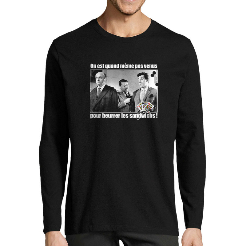 T-shirt homme manches longues noir Tontons Flingueurs Beurrer les sandwichs (Films/Séries,Les Tontons Flingueurs)