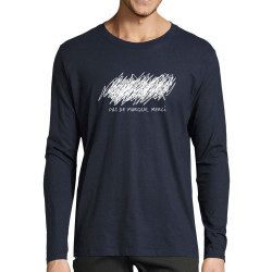 T-shirt homme manches longues bleu marine Pas de marque merci (Slogans Débiles,Humour)