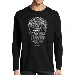 T-shirt homme manches longues noir Bike or Death (Caffein Art,Ecologie,Têtes de morts,Vélo)