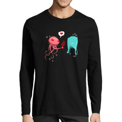 T-shirt homme manches longues noir Méduse (Animaux,Ecologie)
