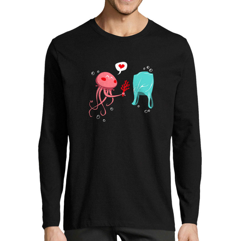 T-shirt homme manches longues noir Méduse (Animaux,Ecologie)