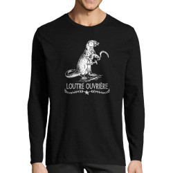 T-shirt homme manches longues noir Loutre Ouvrière (Gondrax,Les Bébêtes,Animaux,Humour)