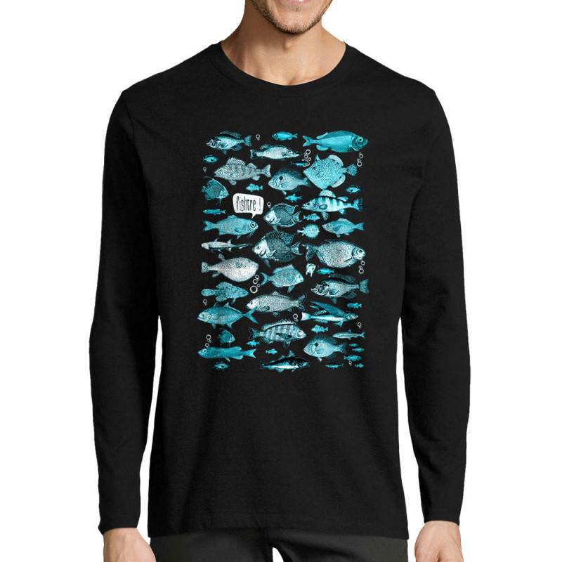 T-shirt homme manches longues noir Fishtre (Gondrax,Les Bébêtes,Animaux)