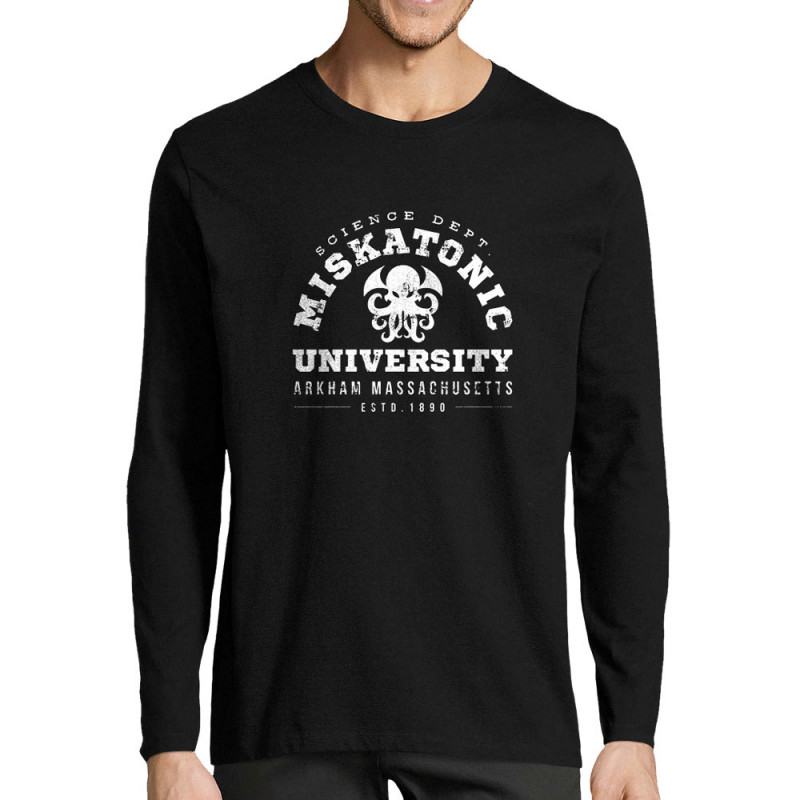 T-shirt homme manches longues noir Miskatonic University (Alex Kidd,Films/Séries)