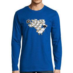 T-shirt homme manches longues bleu royal Moutons (Gondrax,Humour,Slogans engagés,Animaux)