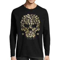 T-shirt homme manches longues noir Skull Guitar (Gondrax,Têtes de morts,Rock & Punk)
