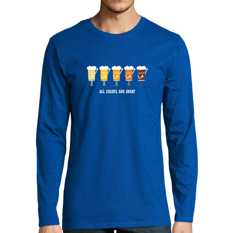 T-shirt homme manches longues bleu royal All Colors are great (Alex Kidd,Alcool,Slogans engagés)