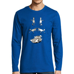 T-shirt homme manches longues bleu royal 2cv Fusion (Mr Mouton,Animaux,Humour)