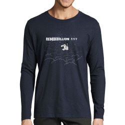 T-shirt homme manches longues bleu marine Rebêêêêêllion (Mr Mouton,Animaux,Humour)