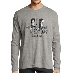 T-shirt homme manches longues gris chiné Poulpes Fiction (Gondrax,Les Bébêtes,Animaux,Films/Séries)