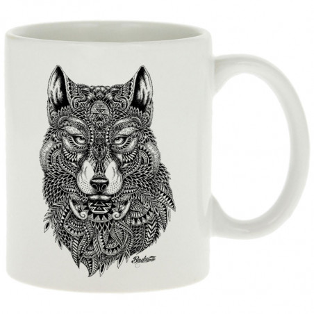 Mug blanc Bad River - The Wolf (Taïry Greene,Bad River,Animaux)