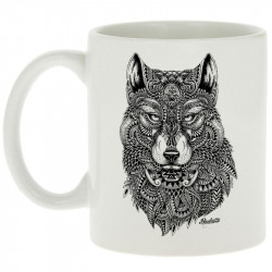 Mug blanc Bad River - The Wolf (Taïry Greene,Bad River,Animaux)