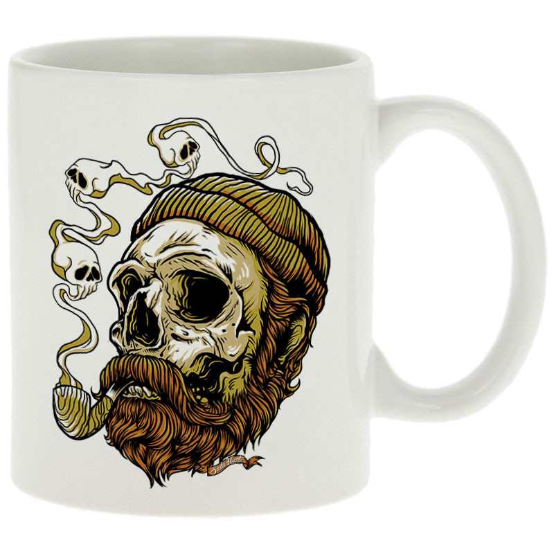 Mug blanc Santa Muerte - Smoking Skull (Santa Muerte,Têtes de morts)