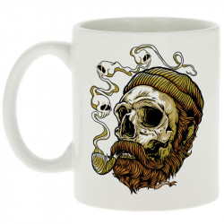 Mug blanc Santa Muerte - Smoking Skull (Santa Muerte,Têtes de morts)