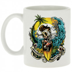 Mug blanc Santa Muerte - Surfin Skull (Santa Muerte,Têtes de morts,Skate)
