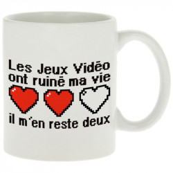Mug blanc Les jeux vidéo ont ruiné ma vie (Humour,Jeux Vidéo / Geek)