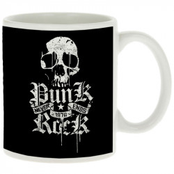 Mug blanc Punk Rock Never Ends (Têtes de morts,Rock & Punk)