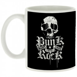 Mug blanc Punk Rock Never Ends (Têtes de morts,Rock & Punk)