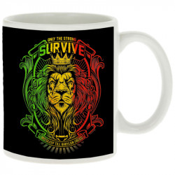 Mug blanc Only the strong survive (Animaux,Reggae)