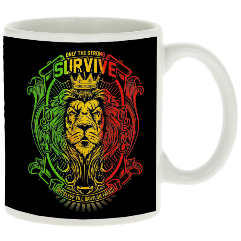 Mug blanc Only the strong survive (Animaux,Reggae)